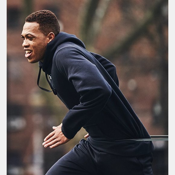 Men's UA Hustle Fleece Hoodie-‎ Black - Picture 10 of 11